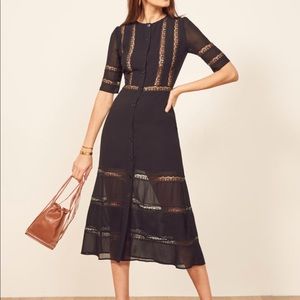 Reformation Surrey Dress -Black Midi